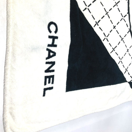 CHANEL towel cotton black blanket interior bath towel CC COCO Mark Lip Design Lips Women Used Authentic
