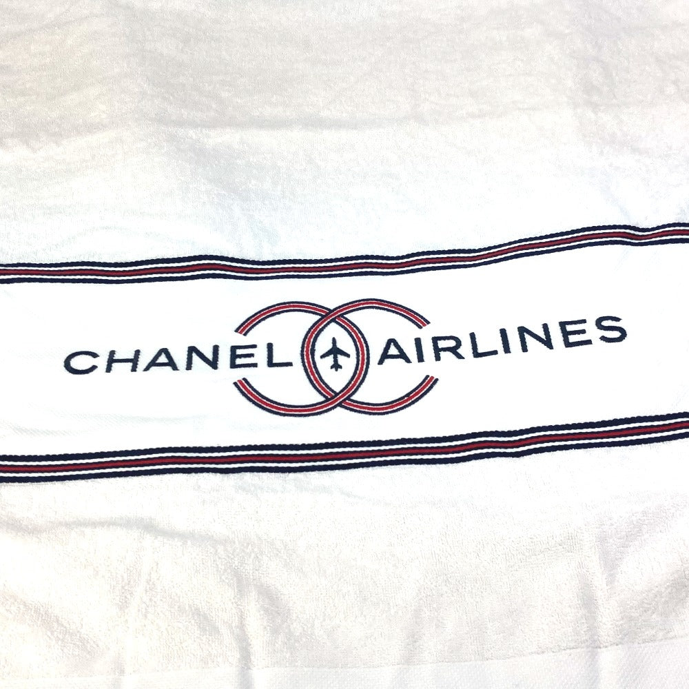 CHANEL towel cotton white 16S CC COCO Mark fringe airlines AIRLINES Women Used Authentic