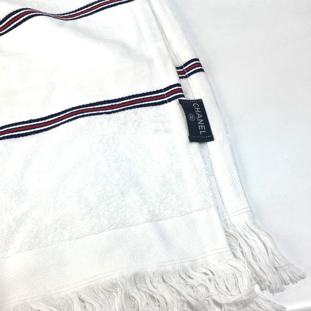 CHANEL towel cotton white 16S CC COCO Mark fringe airlines AIRLINES Women Used Authentic