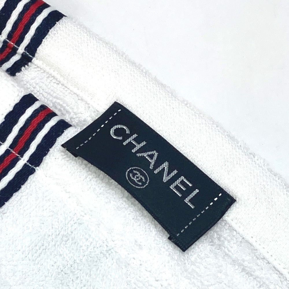 CHANEL towel cotton white 16S CC COCO Mark fringe airlines AIRLINES Women Used Authentic