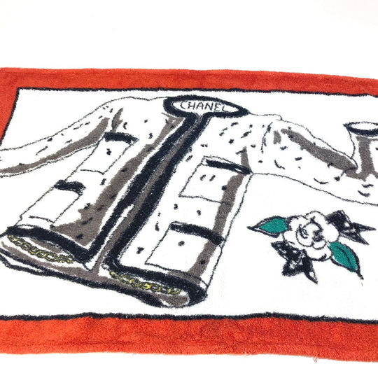 CHANEL towel cotton white beach towel rug mat Jacket Camellia CC COCO Mark Women Used Authentic