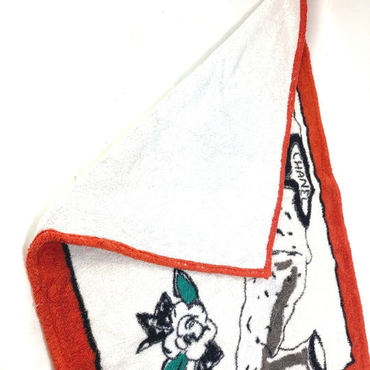 CHANEL towel cotton white beach towel rug mat Jacket Camellia CC COCO Mark Women Used Authentic