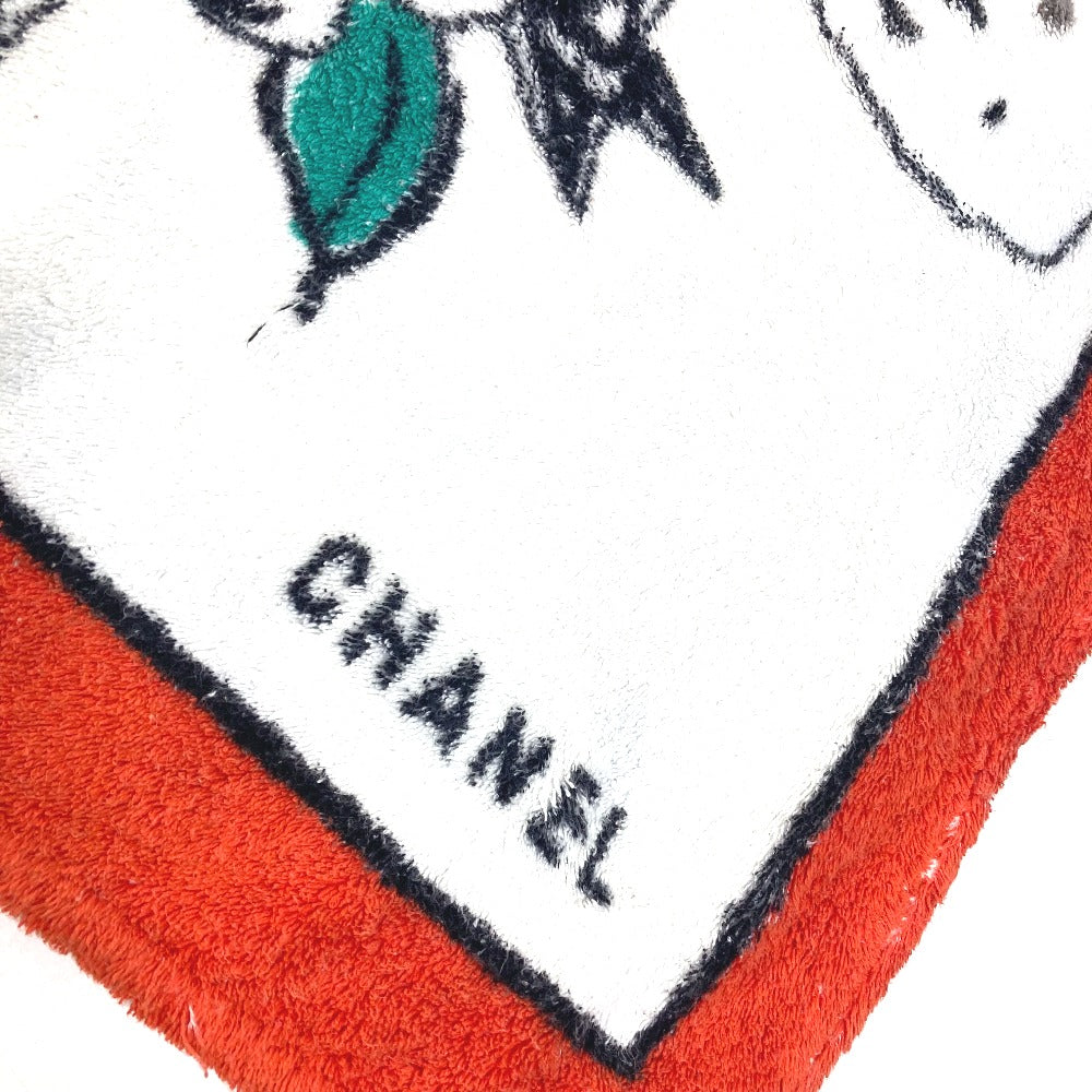 CHANEL towel cotton white beach towel rug mat Jacket Camellia CC COCO Mark Women Used Authentic