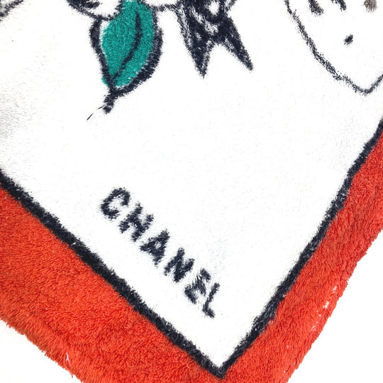 CHANEL towel cotton white beach towel rug mat Jacket Camellia CC COCO Mark Women Used Authentic