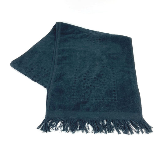 CHANEL towel cotton black Sports SPORTS CC COCO Mark Fringe Women Used Authentic