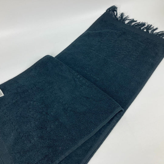 CHANEL towel cotton black Sports SPORTS CC COCO Mark Fringe Women Used Authentic