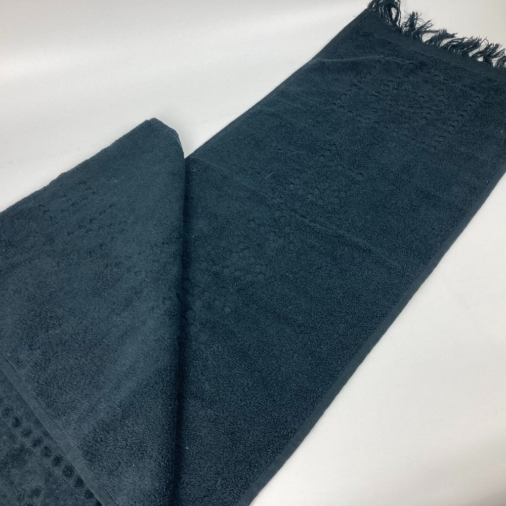 CHANEL towel cotton black Sports SPORTS CC COCO Mark Fringe Women Used Authentic