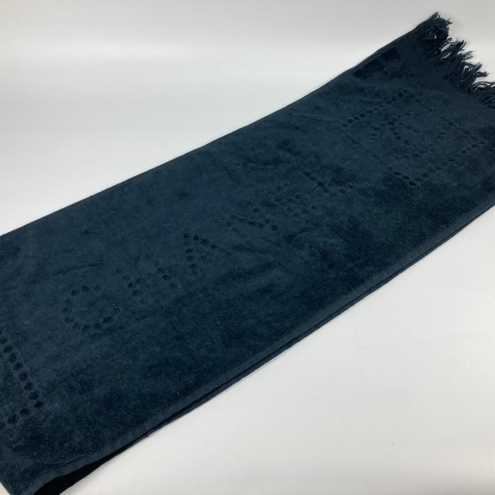CHANEL towel cotton black Sports SPORTS CC COCO Mark Fringe Women Used Authentic