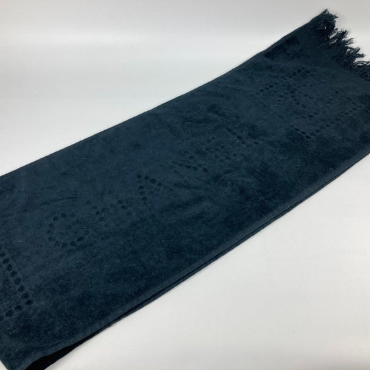 CHANEL towel cotton black Sports SPORTS CC COCO Mark Fringe Women Used Authentic