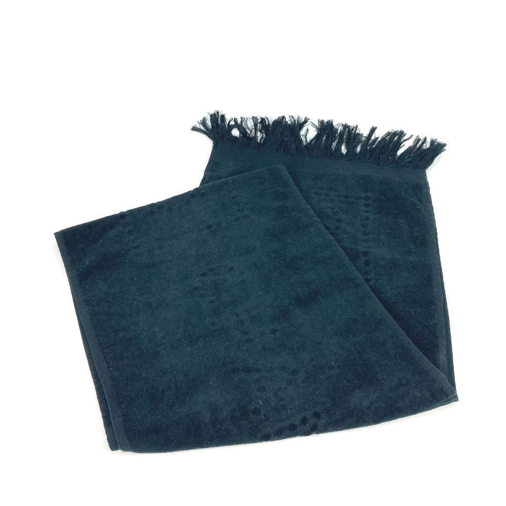 CHANEL towel cotton black Sports SPORTS CC COCO Mark Fringe Women Used Authentic