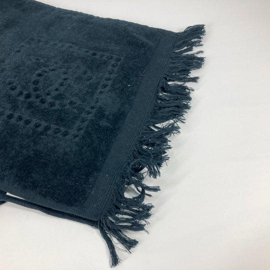 CHANEL towel cotton black Sports SPORTS CC COCO Mark Fringe Women Used Authentic