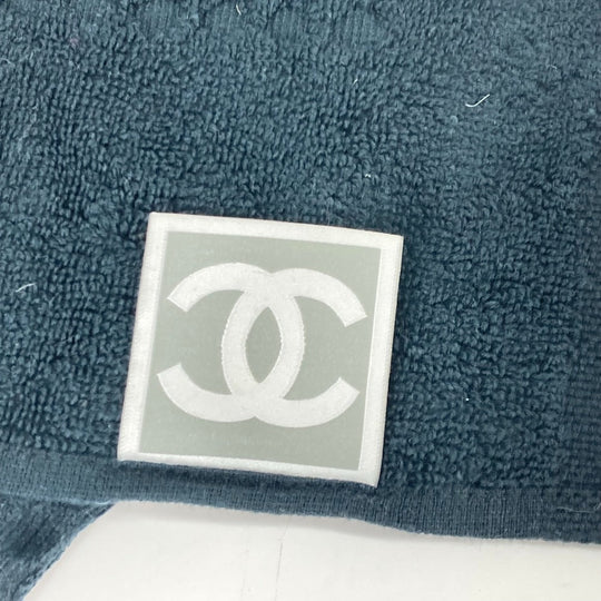 CHANEL towel cotton black Sports SPORTS CC COCO Mark Fringe Women Used Authentic