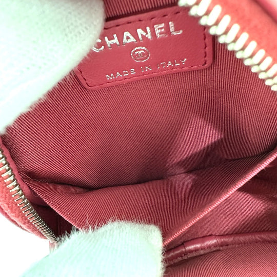 CHANEL Shoulder Bag lambskin beige COCO Mark round Women Used Authentic