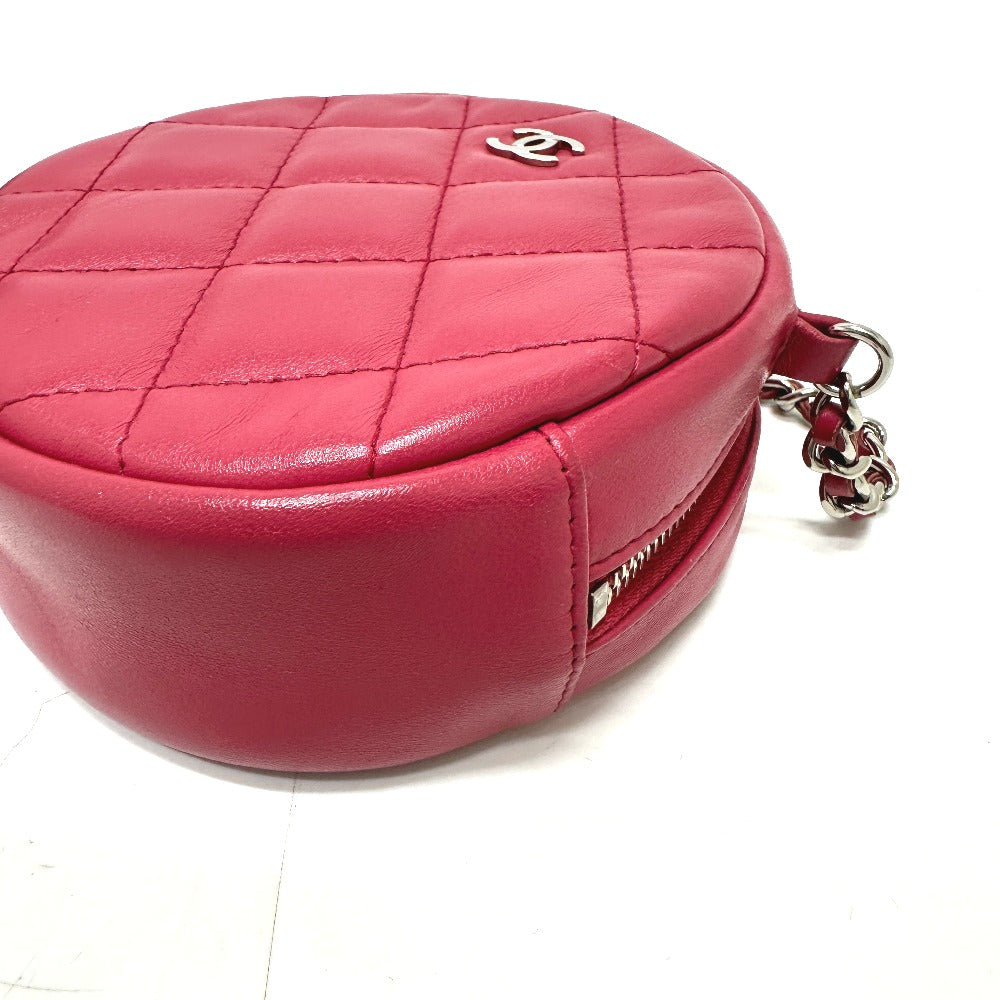 CHANEL Shoulder Bag lambskin beige COCO Mark round Women Used Authentic