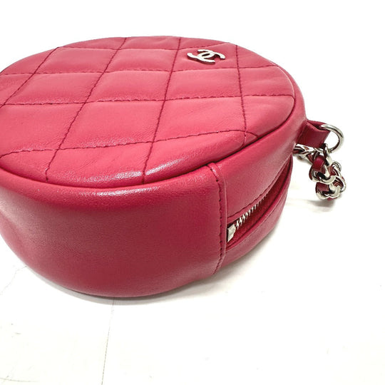 CHANEL Shoulder Bag lambskin beige COCO Mark round Women Used Authentic