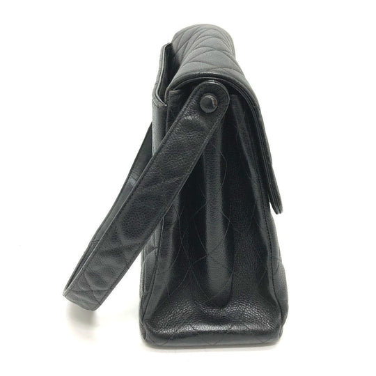 CHANEL Shoulder Bag Caviar skin black COCO Mark Matrasse CC