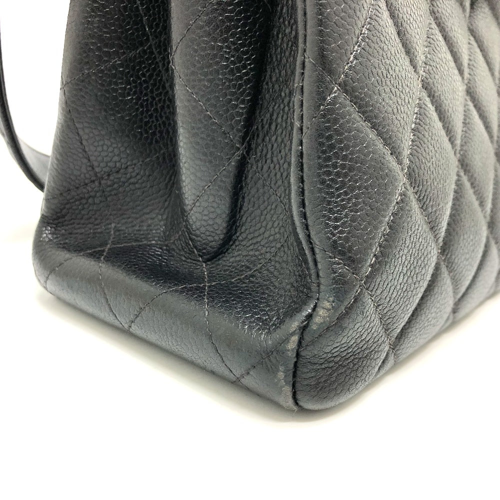 CHANEL Shoulder Bag Caviar skin black COCO Mark Matrasse CC