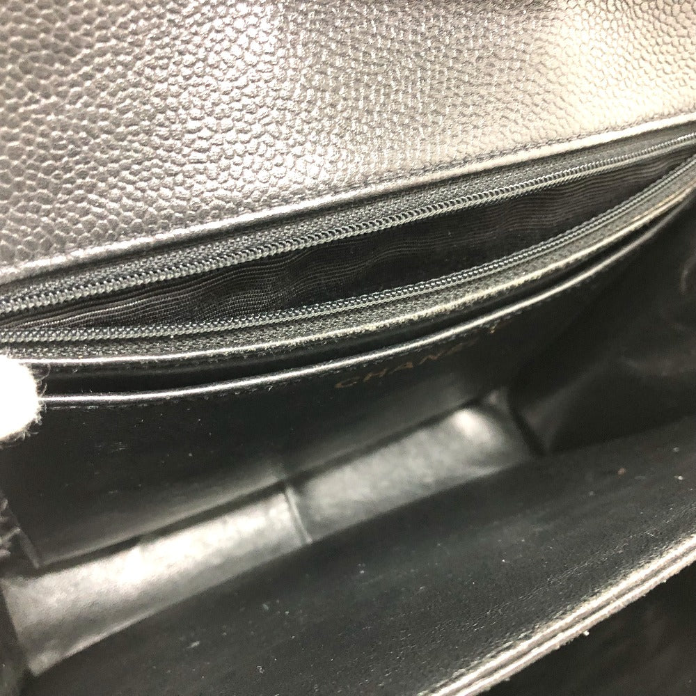 CHANEL Shoulder Bag Caviar skin black COCO Mark Matrasse CC