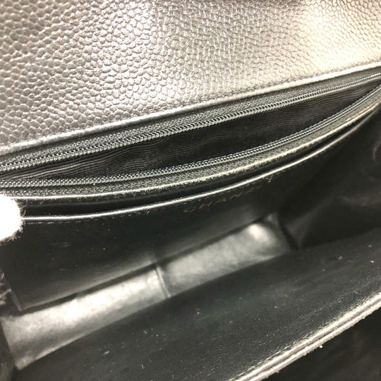 CHANEL Shoulder Bag Caviar skin black COCO Mark Matrasse CC