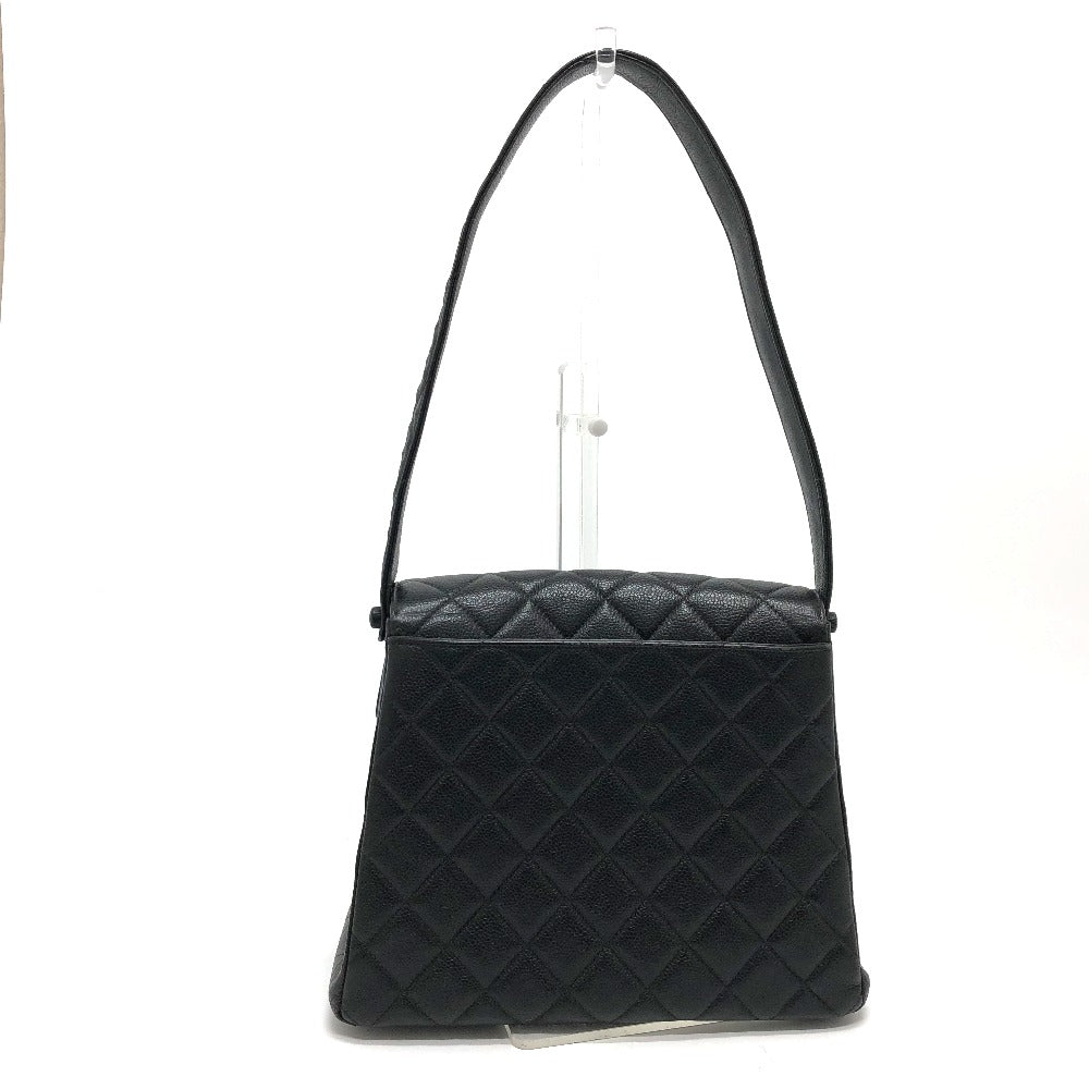 CHANEL Shoulder Bag Caviar skin black COCO Mark Matrasse CC