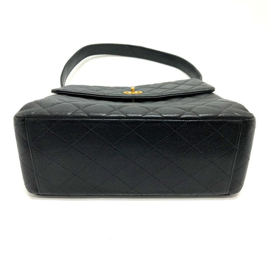 CHANEL Shoulder Bag Caviar skin black COCO Mark Matrasse CC