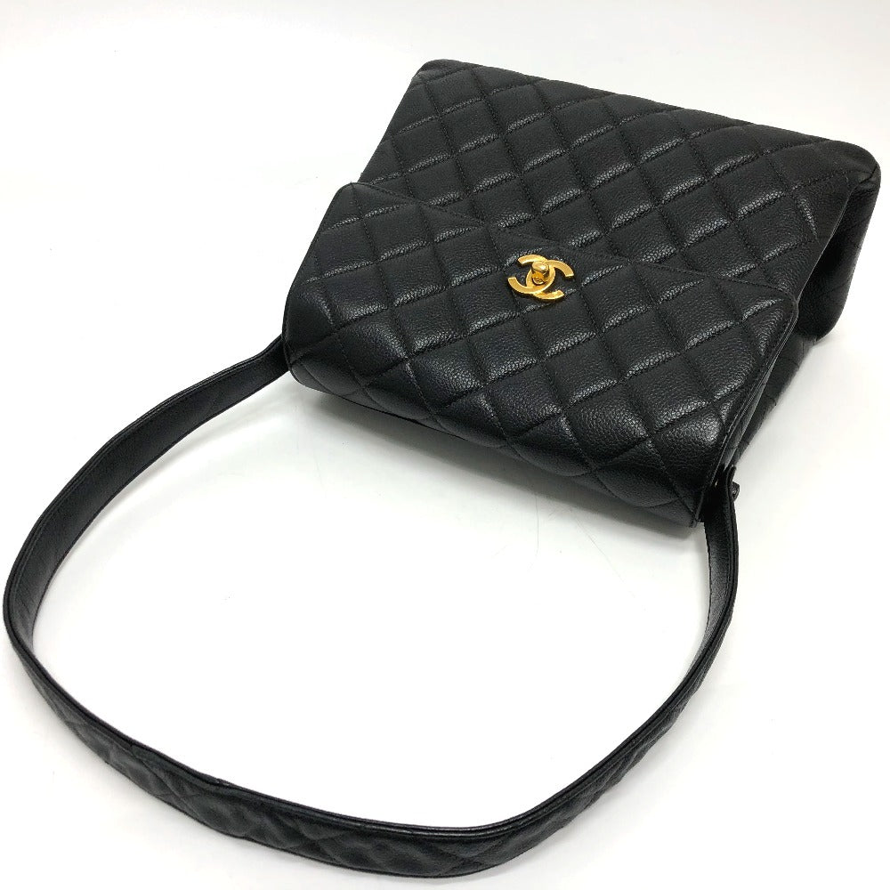CHANEL Shoulder Bag Caviar skin black COCO Mark Matrasse CC