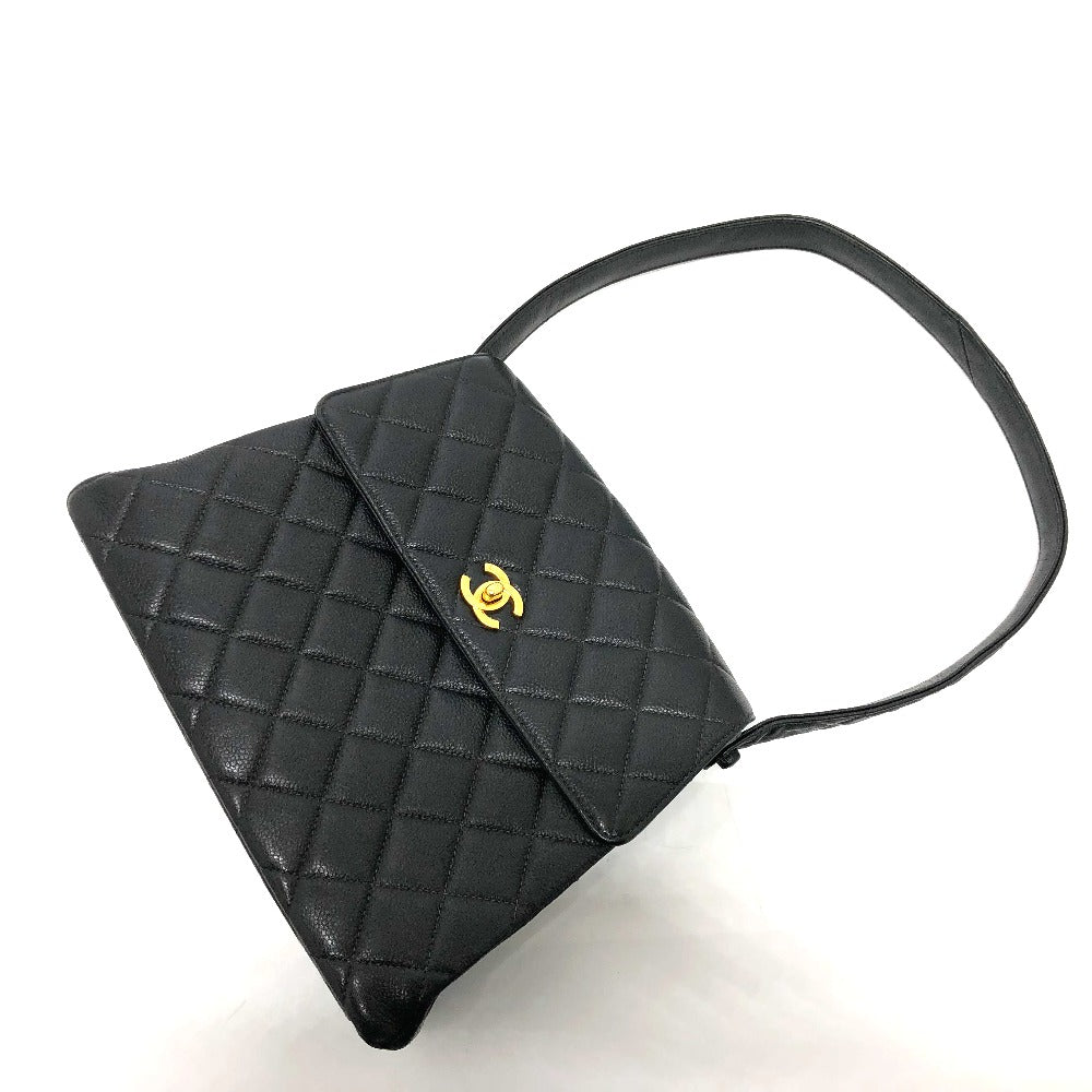 CHANEL Shoulder Bag Caviar skin black COCO Mark Matrasse CC