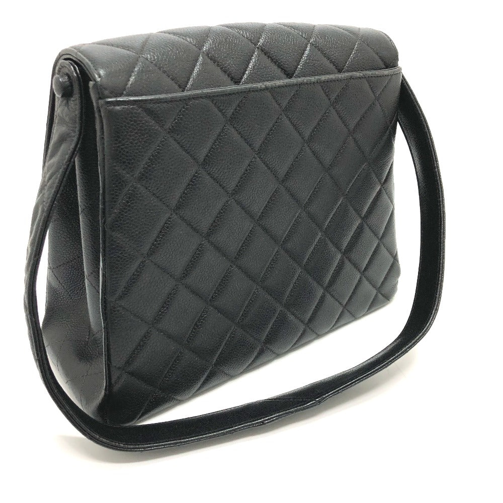 CHANEL Shoulder Bag Caviar skin black COCO Mark Matrasse CC