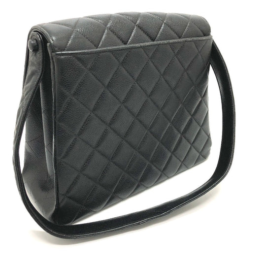 CHANEL Shoulder Bag Caviar skin black COCO Mark Matrasse CC