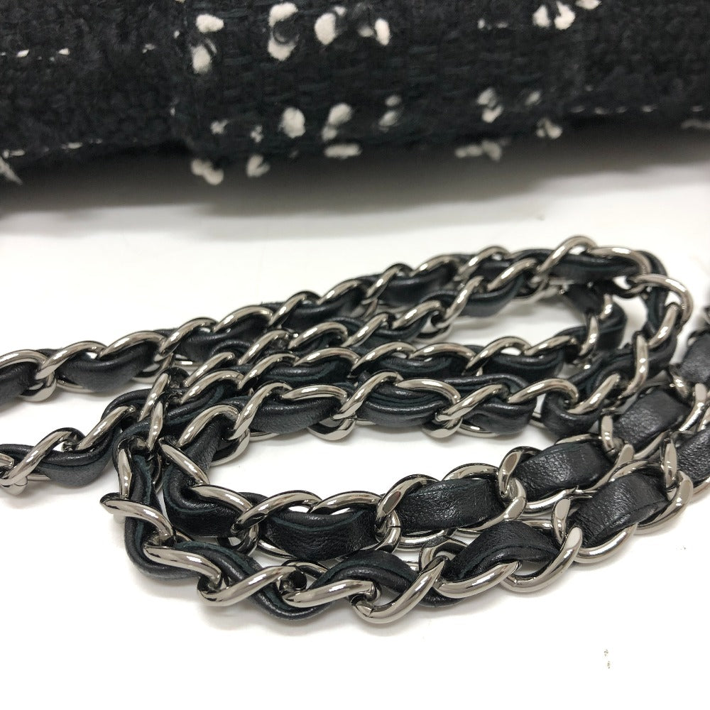 CHANEL Shoulder Bag tweed black COCO Mark