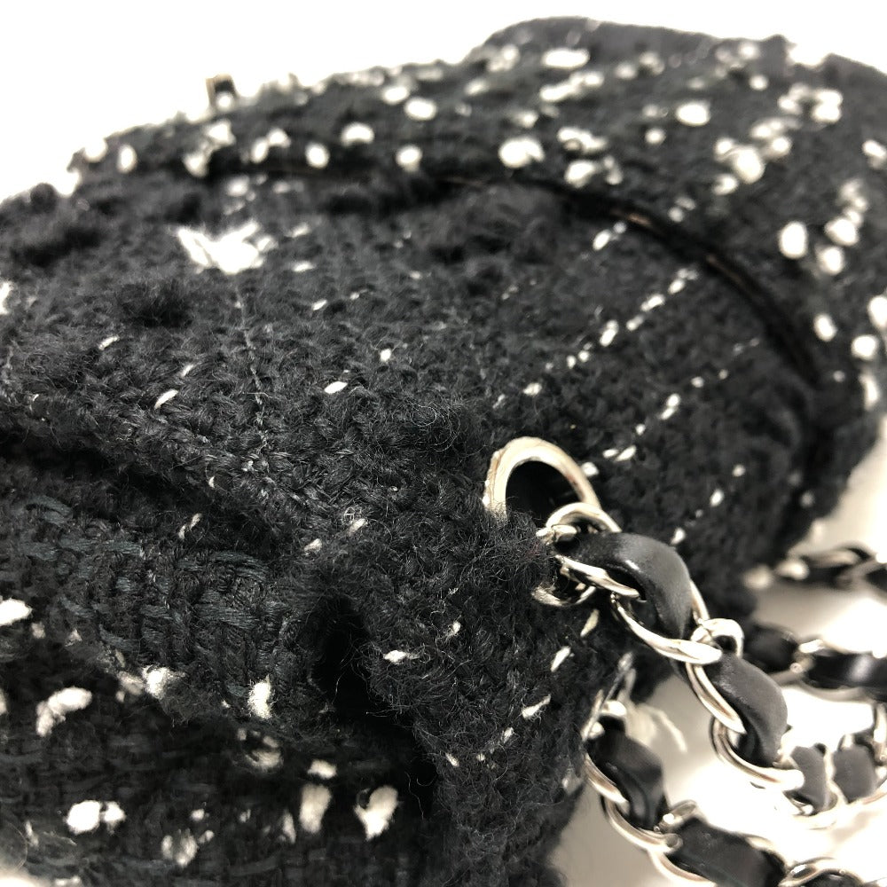 CHANEL Shoulder Bag tweed black COCO Mark