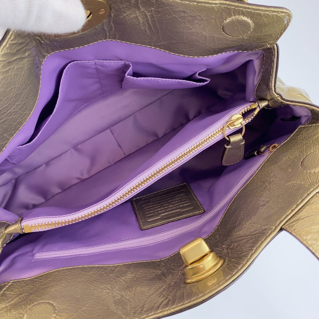 COACH Tote Bag A1069-13926 enamel gold Turn lock