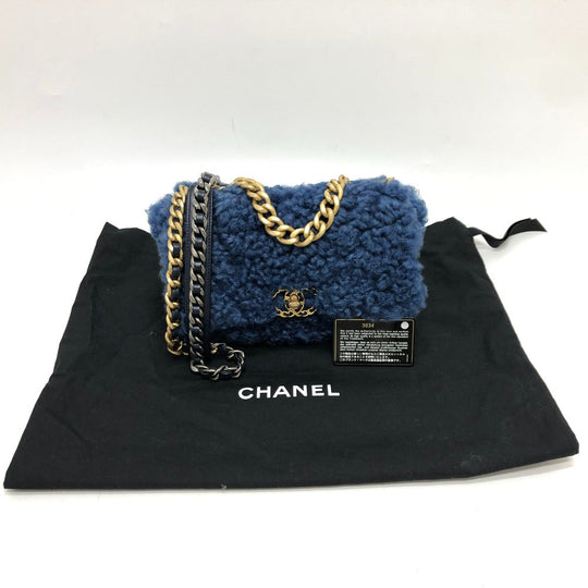 CHANEL Shoulder Bag Mouton blue Mouton Matelasse CHANEL19