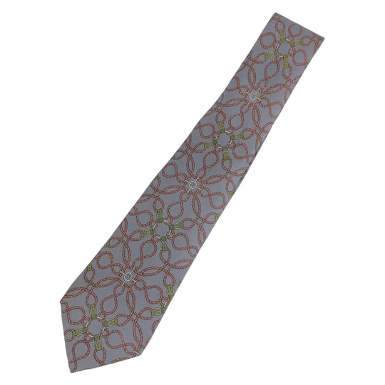HERMES tie silk Grey Pink Multicolor Overall handle