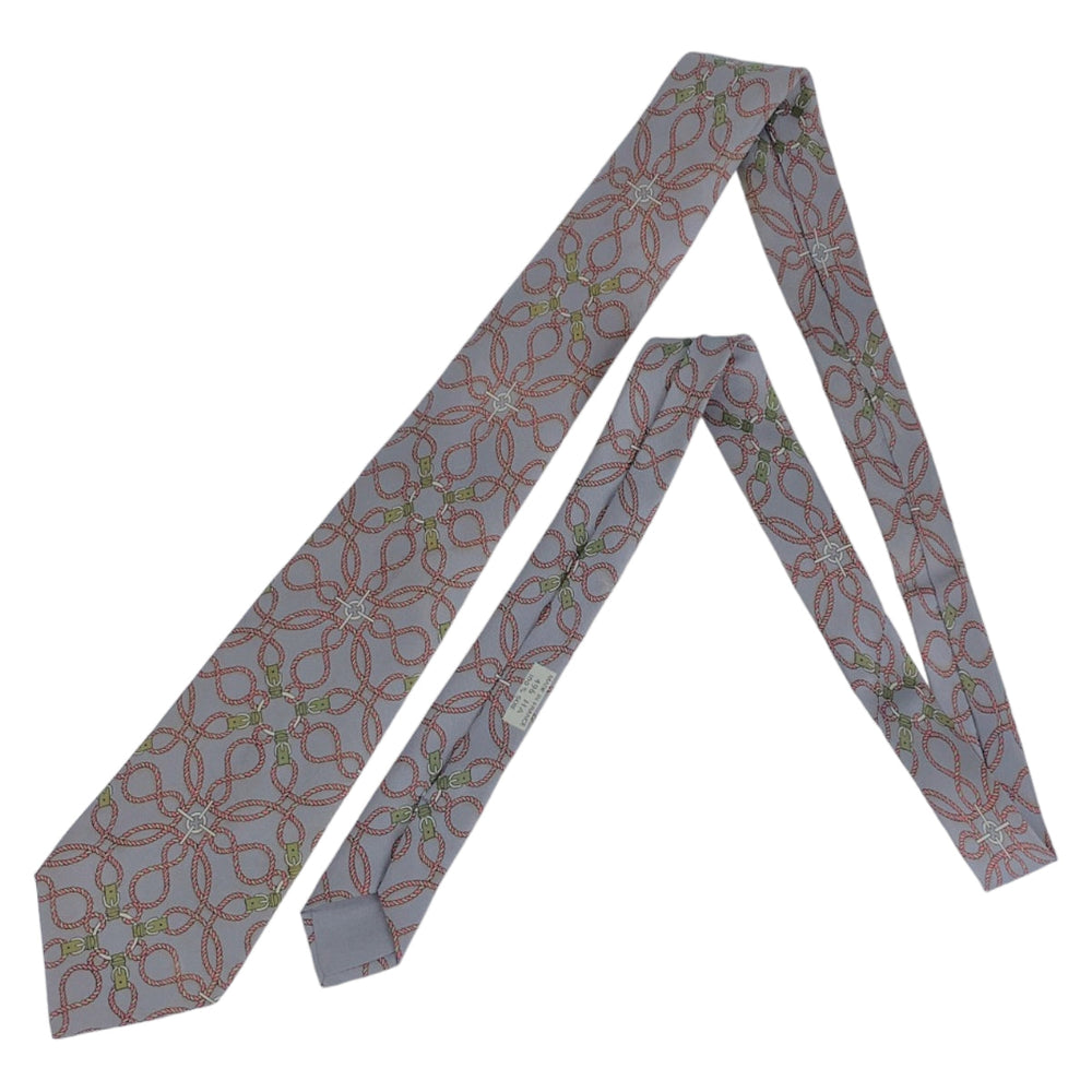 HERMES tie silk Grey Pink Multicolor Overall handle