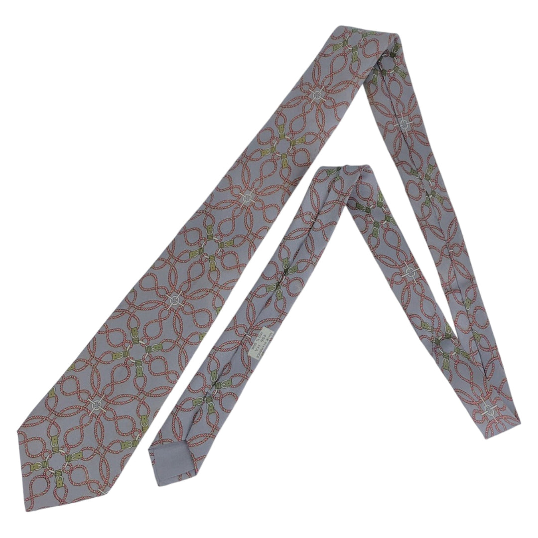HERMES tie silk Grey Pink Multicolor Overall handle