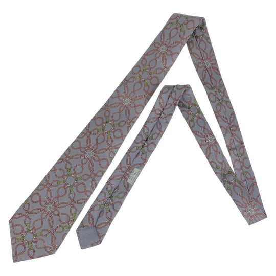 HERMES tie silk Grey Pink Multicolor Overall handle