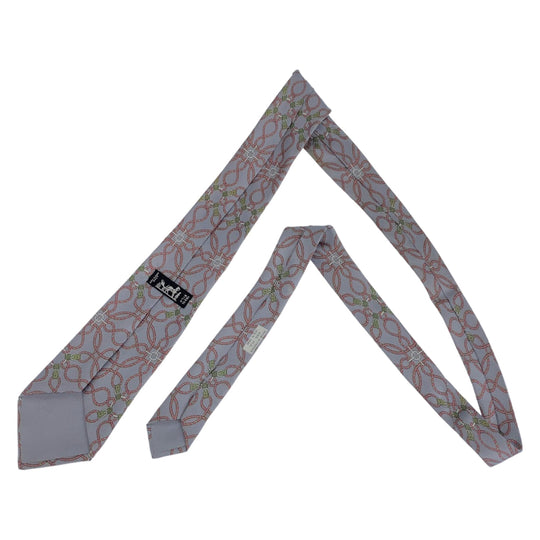 HERMES tie silk Grey Pink Multicolor Overall handle