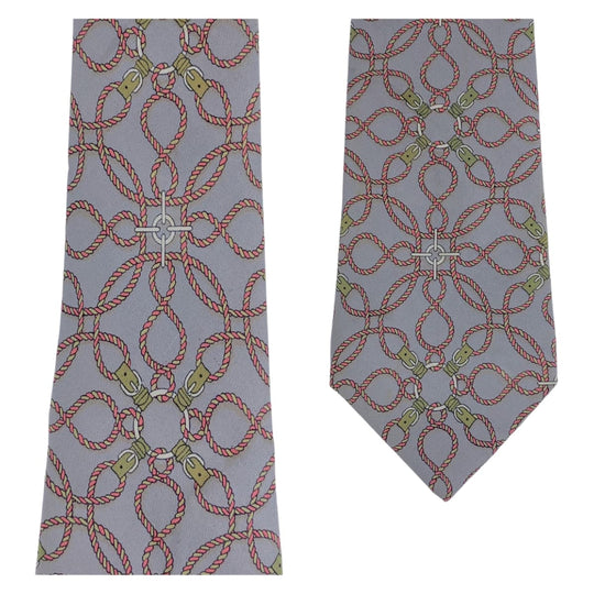 HERMES tie silk Grey Pink Multicolor Overall handle