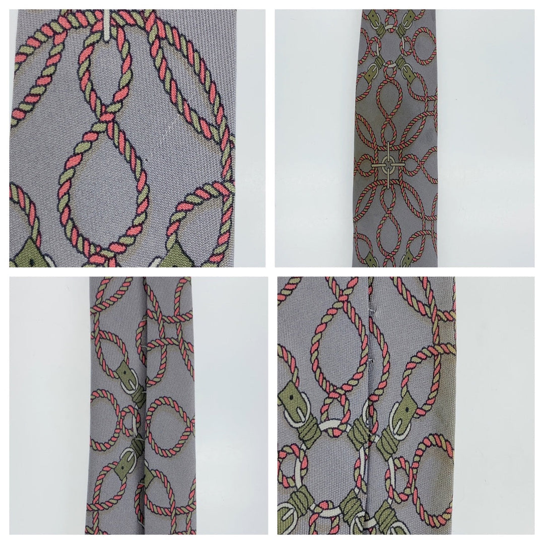HERMES tie silk Grey Pink Multicolor Overall handle