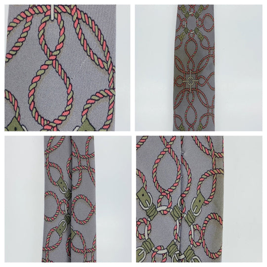 HERMES tie silk Grey Pink Multicolor Overall handle