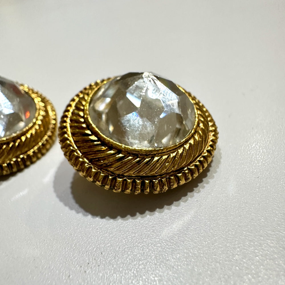 CHANEL Earring metal gold Clear stone Women Used Authentic
