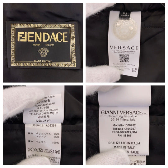 FENDI tailored jacket Polyester, Cotton Brown Zucca Pattern Medusa Jacquard Blazer Jacket FENDACE Fender Zucca Pattern Medusa Fendi Versace collaboration mens 52 Used Authentic