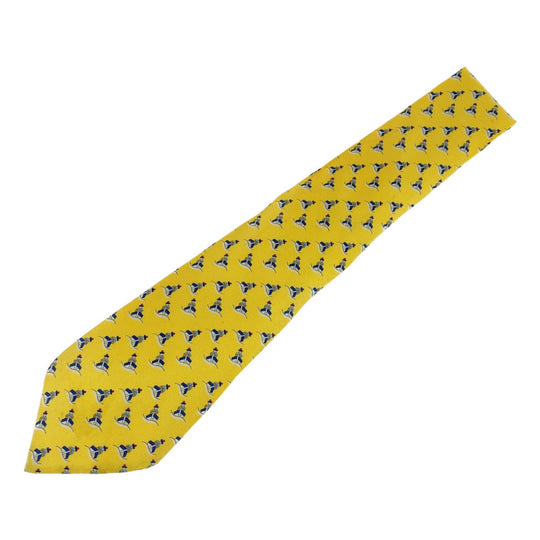 HERMES tie silk yellow Ship's pattern