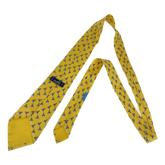 HERMES tie silk yellow Ship's pattern