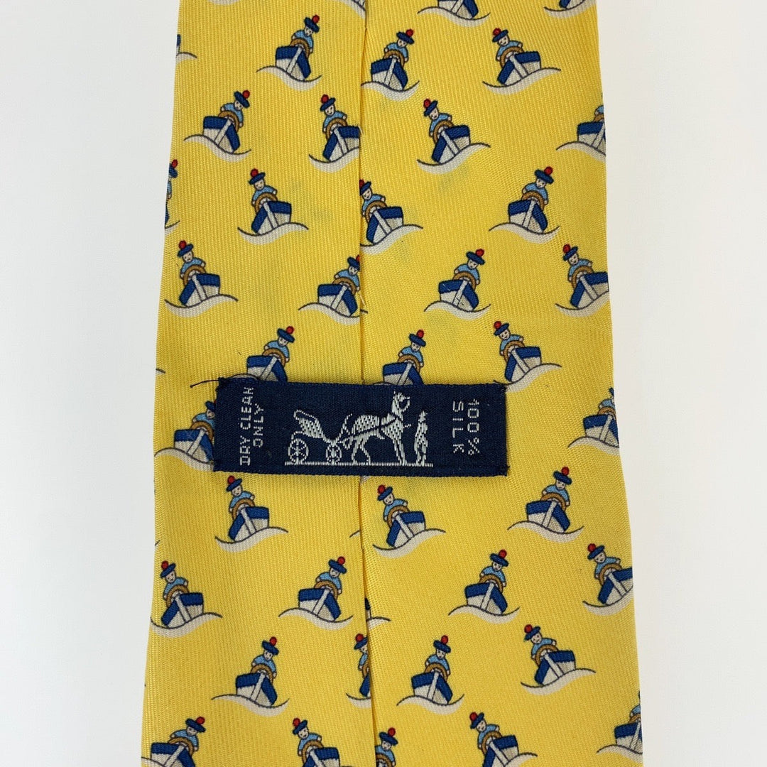HERMES tie silk yellow Ship's pattern