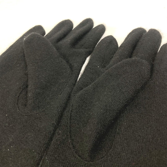 CHANEL Glove silk black CC COCO Mark Women Used Authentic