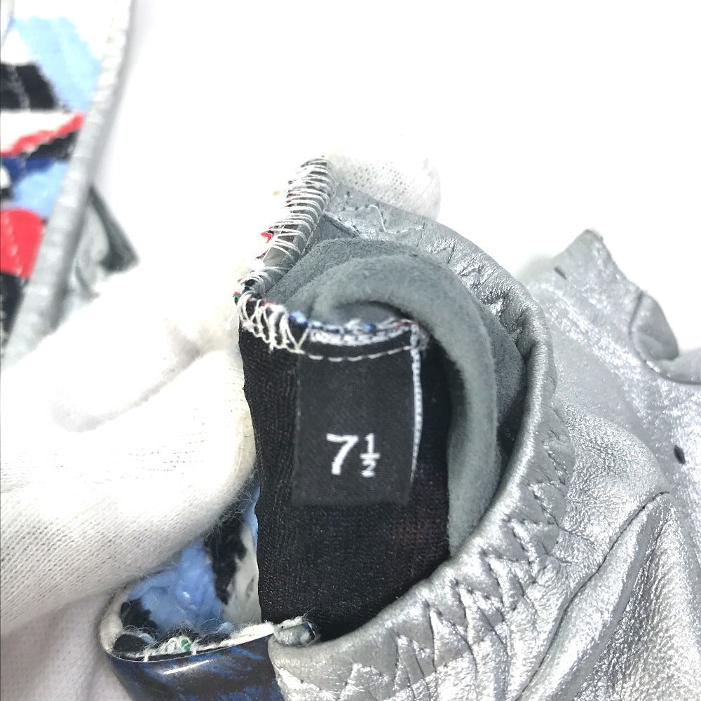 CHANEL Glove leather Silver 16S Gloves CC COCO Mark Women Used Authentic