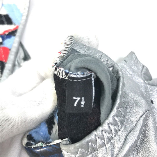 CHANEL Glove leather Silver 16S Gloves CC COCO Mark Women Used Authentic