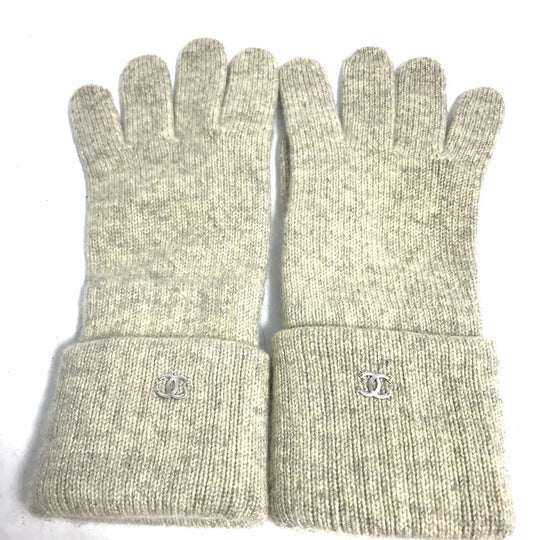 CHANEL gloves cashmere Beige type CC COCO Mark Women Used Authentic